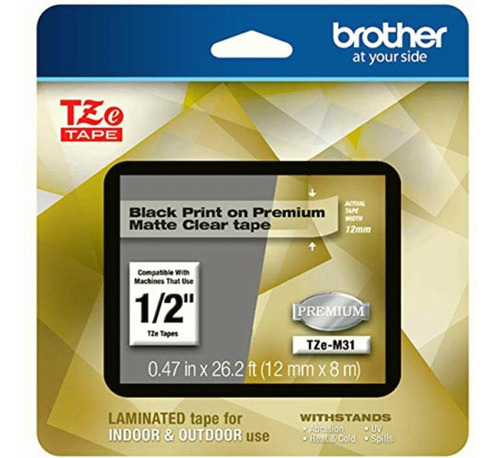 Brother P-touch Tze-m31 Black Print On Premium Matte Clear