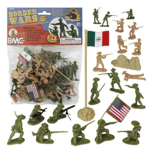 Bmc Border Wars Usvs. Mexican Villistas - Figuras De Soldad. Color Verde Od / Bronceado Medio