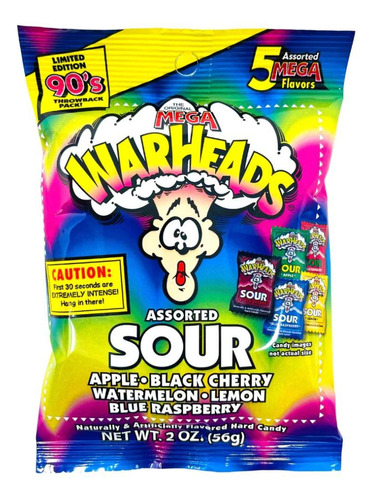 Balas Mega Warheads Sour Jelly Beans - 56g