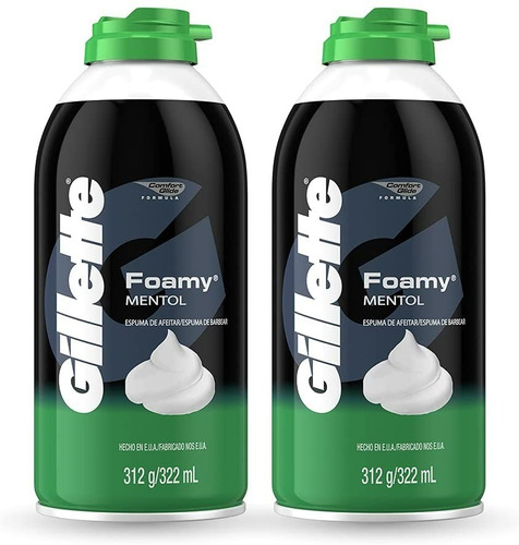  Gillette Foamy Mentol espuma de afeitar de 644 ml 2 unidades