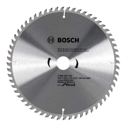 Hoja Sierra Circular Madera 254mm 60d Bosch Ingletadora 