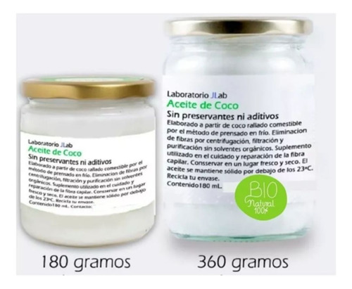 Aceite De Coco 360g - Filtrado-100% Natural