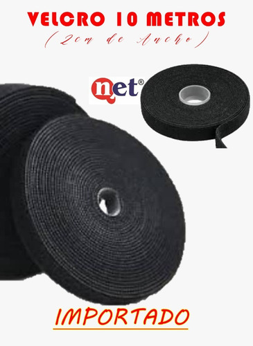 Velcro 10mtrs Negro 2cm Qnet Calidad A Cierre Mágico Redes 