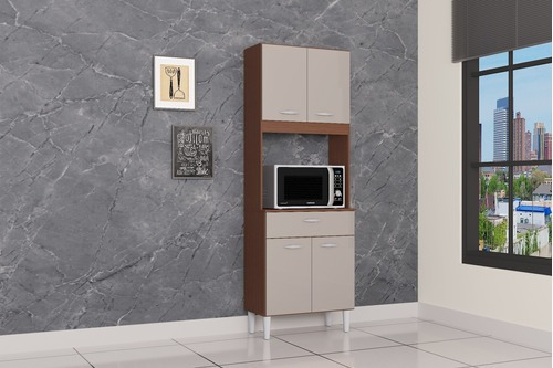 Imagen 2 de 3 de Alacena Mueble Auxiliar Cocina 4 Puertas Kelly Capuchino Hue