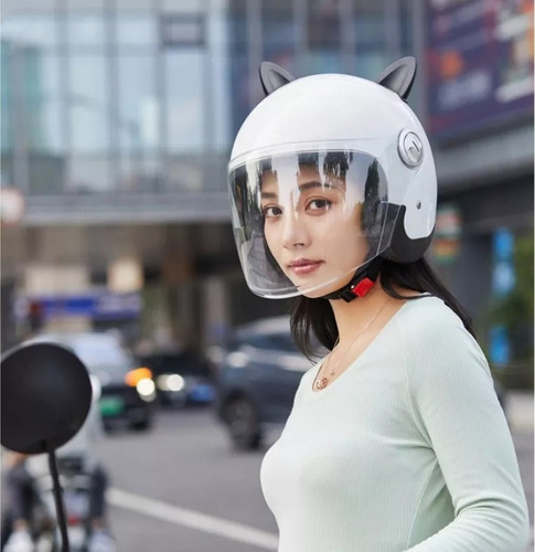 Capacete De Motocicleta Com Orelhas De Gato Para Homens E
