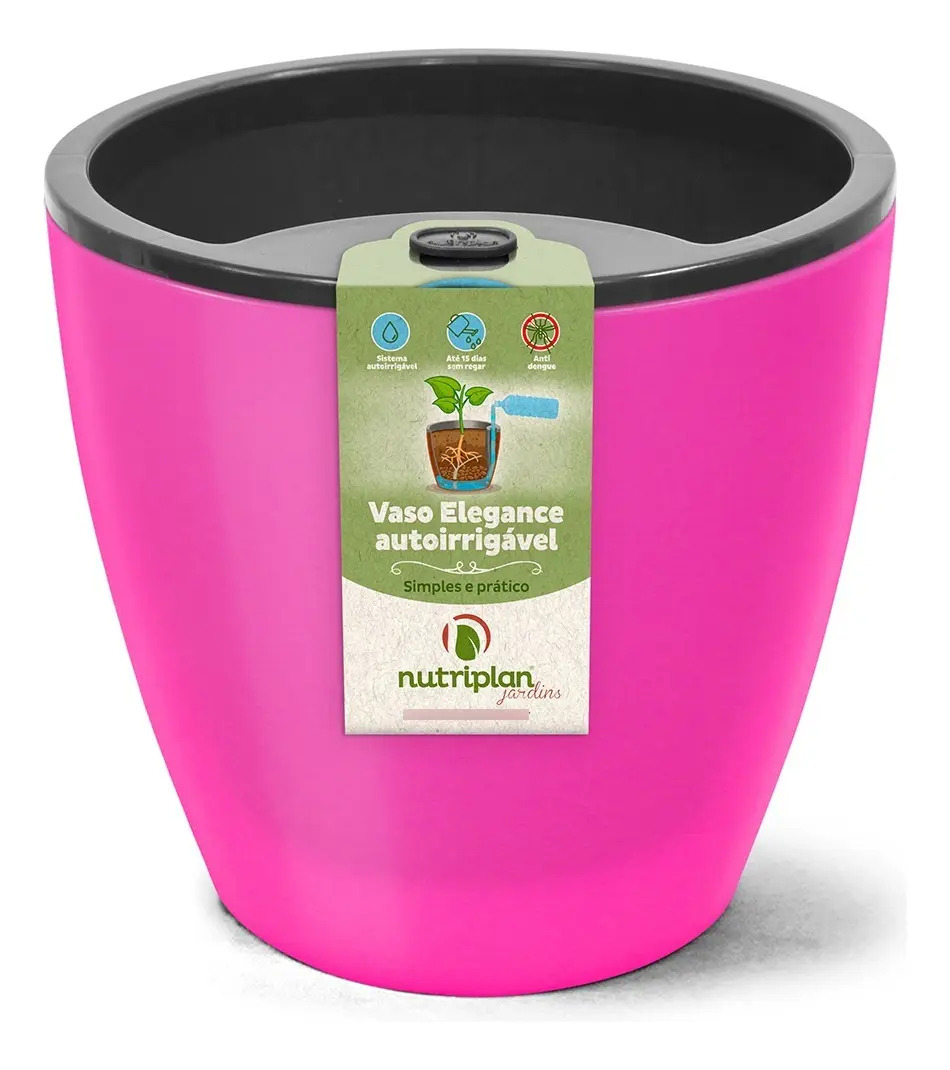 Vaso Redondo Autoirrigável 8L Rosa Neon Nutriplan Jardinagem