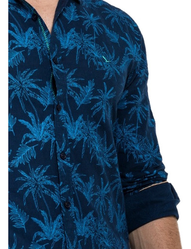 Camisa Social Slim Fit Linho+algodão Yacht Master - Marinho