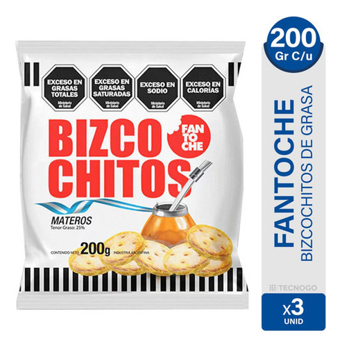 Bizcochitos Fantoche De Grasa Materos Bizcocho - Pack X3