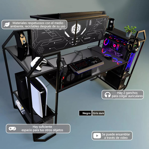 Mesa Para Computadora Deportes Electrónicos Con Estante Negro