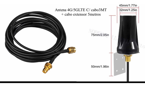 Antena 3g/4g/5g Lte C/ Cabo 3m + Extensor 5m P/ Modem/ Rot