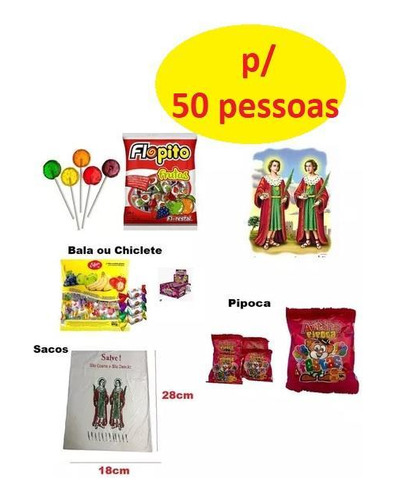 Kit Doces Festa Cosme E Damião Simples Para 50 Pessoas