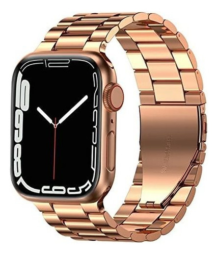 Malla De Acero Inox Para Apple Watch 42/44/45 Mm Rose Gold