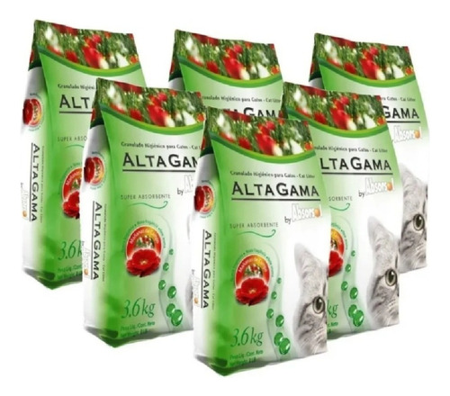 Pack 6u Piedras Altagama Mañana De Campo Gato 3.6kg Pet Shop x 3.6kg de peso neto  y 3.6kg de peso por unidad