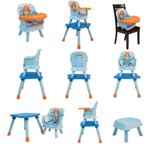 Silla De Comer 5 En 1 Premium Baby Table Color Turquesa Lion