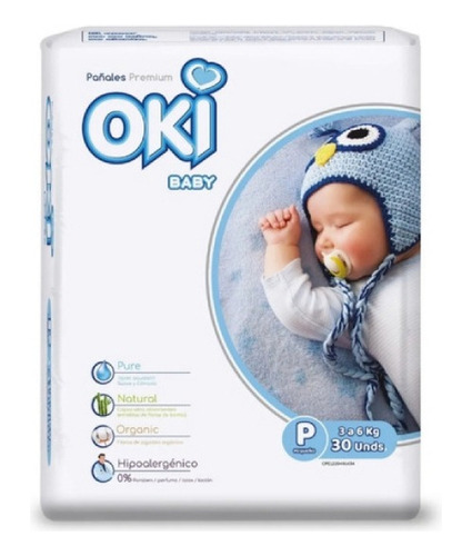 Pañales Oki Baby Premium Talla P De 30 Unidades