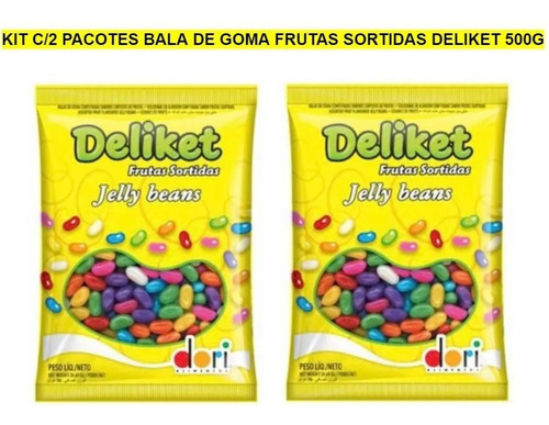 Kit C/2 Pcts Bala Goma Jujuba Frutas Sortida Deliket 500g