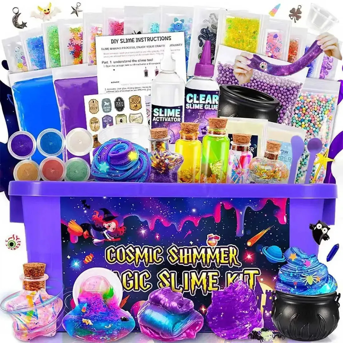 Kit para Hacer Slime con 77 Piezas, Set Mágico Galáctico de Zeruvino