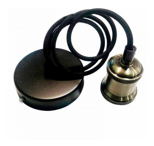 Imagen 1 de 4 de Colgante Metálico Negro E27 Interelec