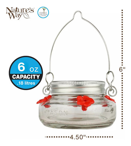 / Nature's Way Bird Products Mjf1 Mason Jar - Comedero Para