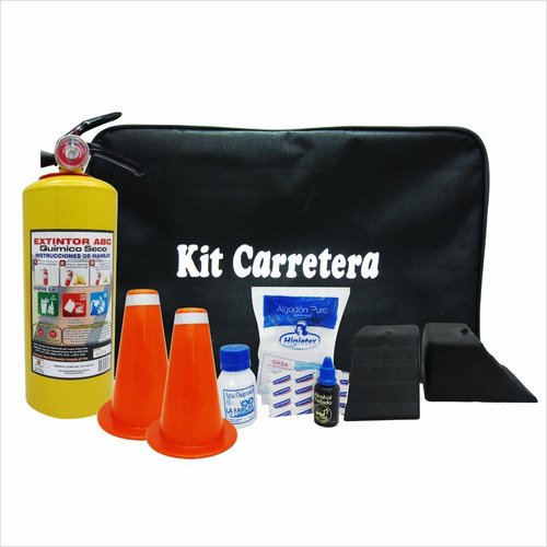 Kit Carretera Auto Básico 5abc Extintor Conos Tacos Botiquín