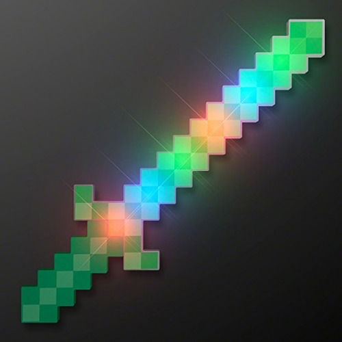 Verde Brillante Led De 8-bit Pixel Light Up Espada (juego De