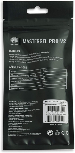 Imagen 3 de 3 de Pasta Termica Cooler Master Mastergel Pro V2 Gris 1.5ml