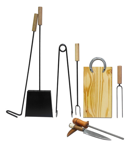 Kit De Parrilla Herramientas Cuchillo Tabla