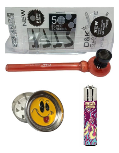 Kit Pipa Vidrio Grande Picador Metal 2p Clipper