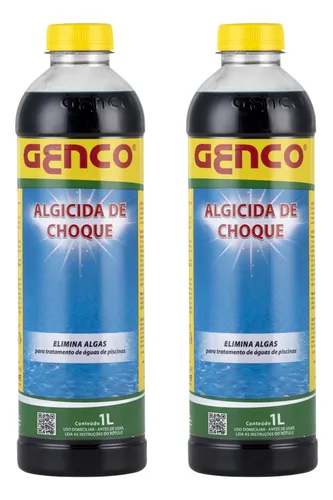 comprar Kit 2 Algicida Choque Elimina Algas Água De Piscina Genco 1l