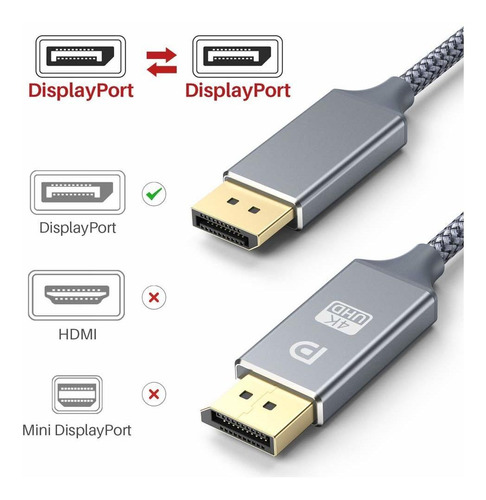 Cable Displayport 1 2 1440p 144hz 2mt Trenzado Capshi Mercado Libre