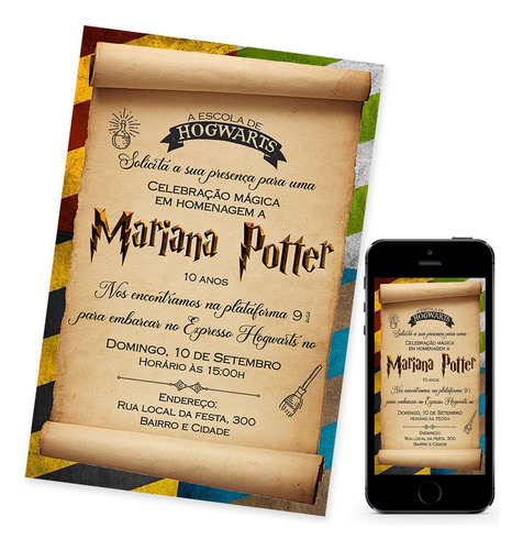 Convite Harry Potter (arte Digital)