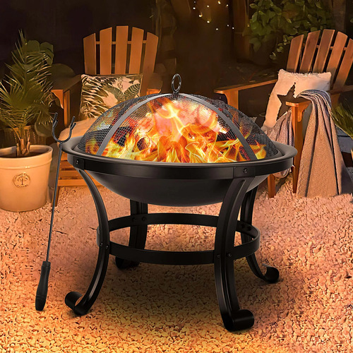 Fire Pit Brasero De Hierro De 22 Pulgadas Fogatas Leñero