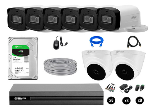 Kit 8 Cámaras Seguridad 1080p + Disco 2tb 40m Largo Alcance