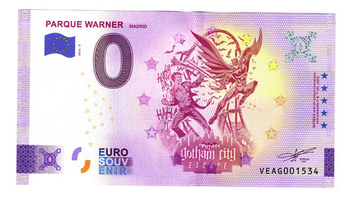 Billete 0 Euro Souv.parque Warner Madrid Batman España 2023 