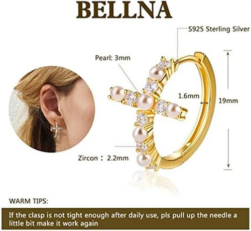 Bellna Pendientes De Aro Pequeños De Plata De Ley S925, Chap