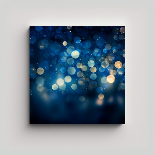 30x30cm Cuadro Lienzo Hermoso Azul Marino Bokeh Flores