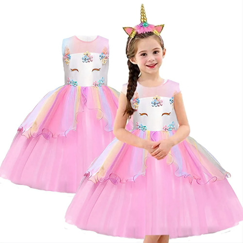 Disfraz Niñas Princesa Traje Gasa Vestido Fiesta Unicornio 