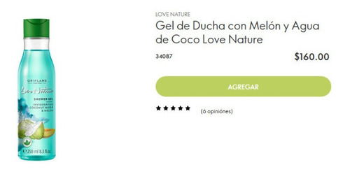 Set Love Nature Oriflame Agua De Coco