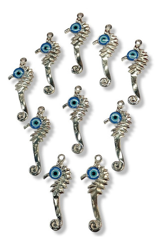 Dije Hipocampo Con Ojo Turco Esmaltado X 25 Unid 5 Colores. Color Azul