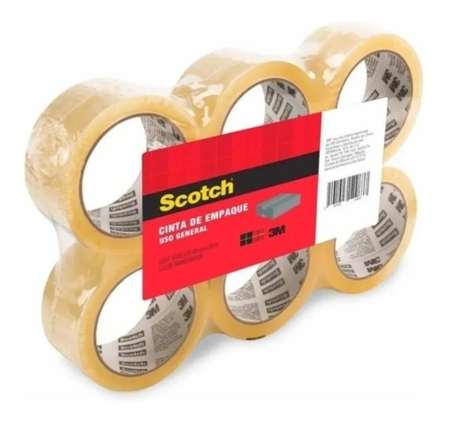 Cinta De Empaque Transparente 48mm X 100mts 3m Pack 6 Pza