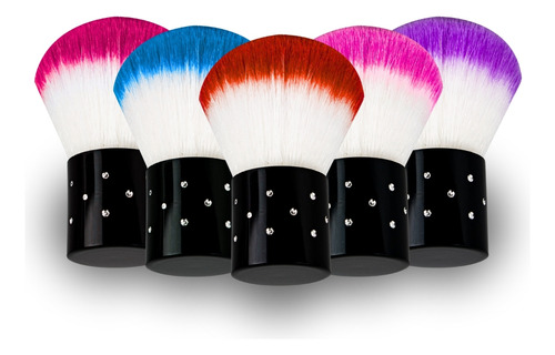 Kit 6 Mini Pincel Espanador Manicure Unha Nail Art Strass