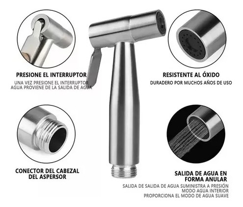 Kit Ducha Bidet Arabe Inodoro Wc Acero Inoxidable