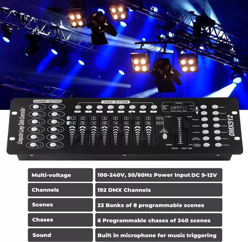 Controlador Dmx 192 Canales Luces Dj Consola 512 Línea 1m
