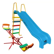 Comprar Combo Tobogan Pvc 5 Escalones + Sube Y Baja Giratorio Color Celeste