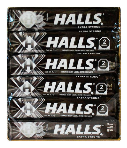 Pastillas Negras Extra Strong 120pz 9 Caramelos C/u Halls