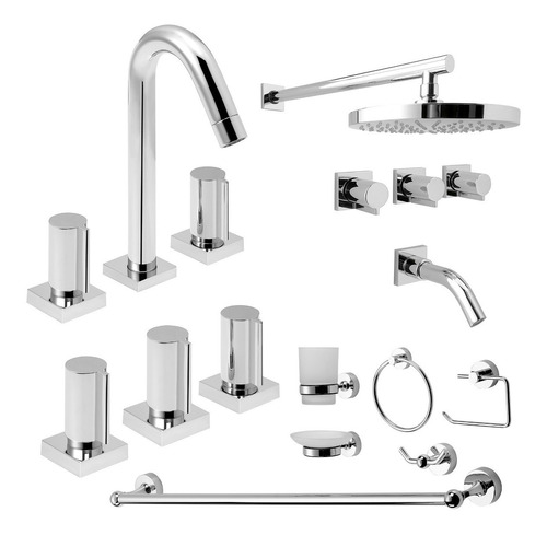 Combo Grifería Peirano Toledo Lav Bidet Ducha + 6 Accesorio Ahora 12 Y 18