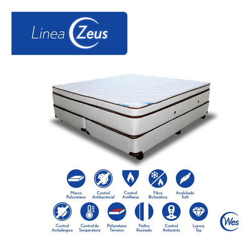 Sommier Zeus Resortes Piqué King 200x200x34cm Wes
