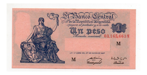 Billete 1 Peso Moneda Nacional Progreso Bottero 1838 Ex+