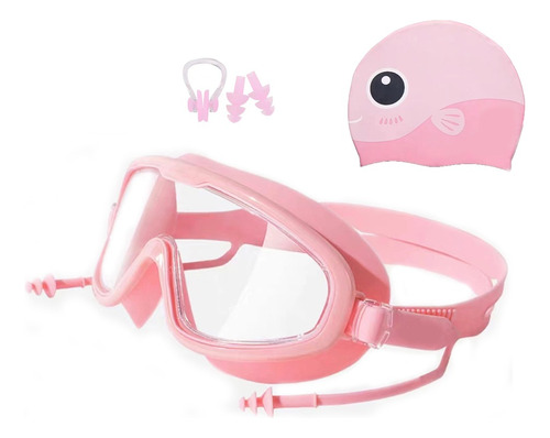 Gafas Goggles Natación Para Niños Antivaho Protección 4 En 1 Color Rosa