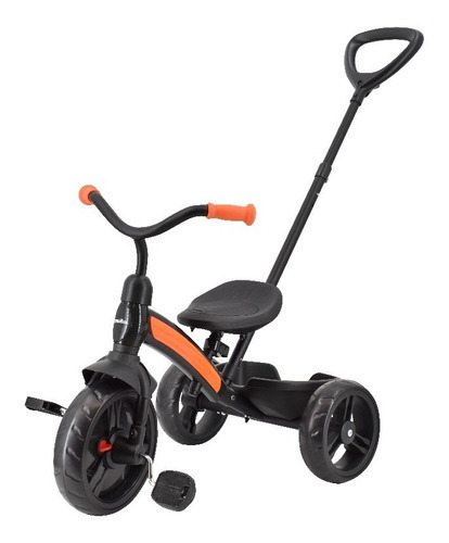 Triciclo Infantil Macilux Con Bastón De Empuje Color Negro/Naranja